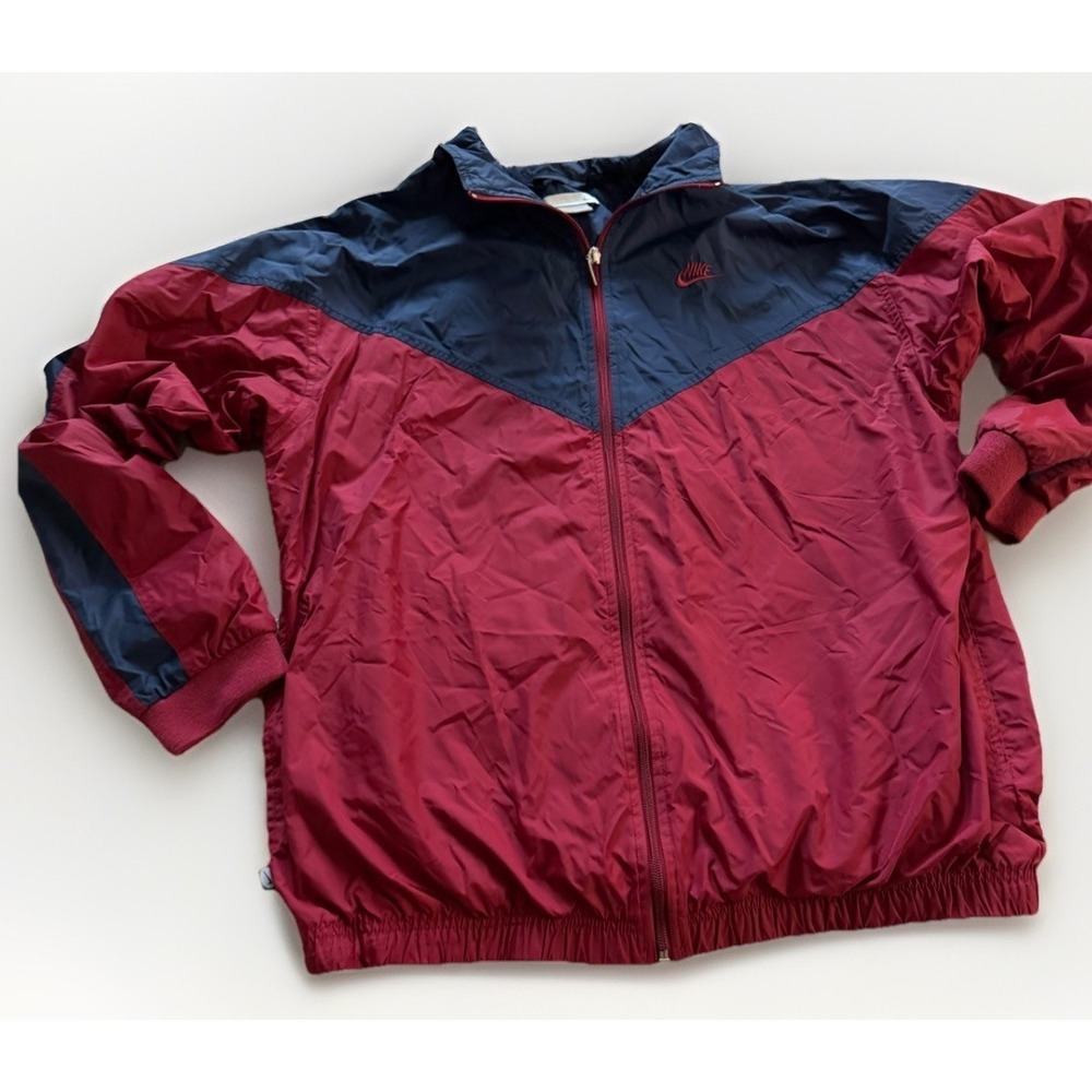 Nike Windbreaker Jacket Red Navy Swoosh‎ Mens Large